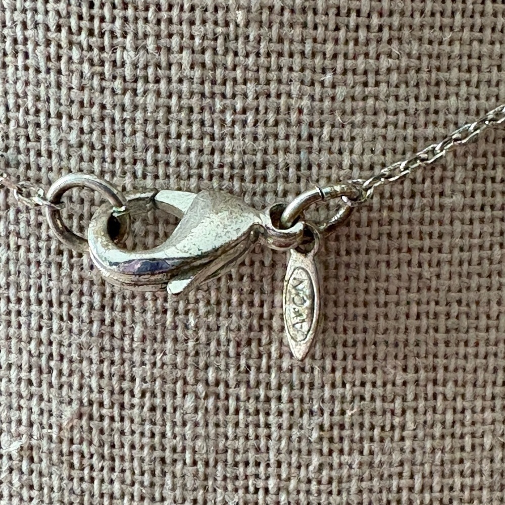 Vintage Avon Silver and Gold Double Ring Crystal Pendant Necklace - Picture 4 of 4